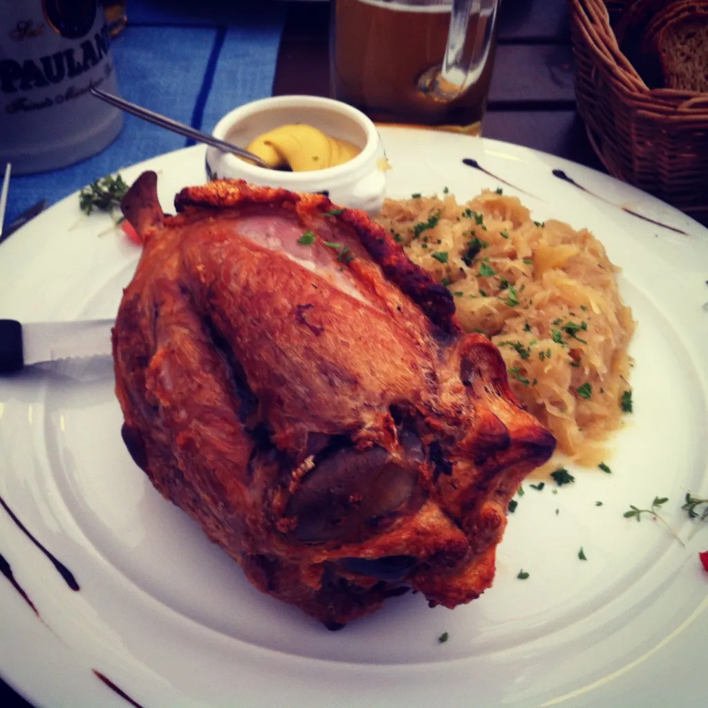 Pork Shank with Cabbage & Mustard--Yes, I'm aware it looks like a whole chicken.